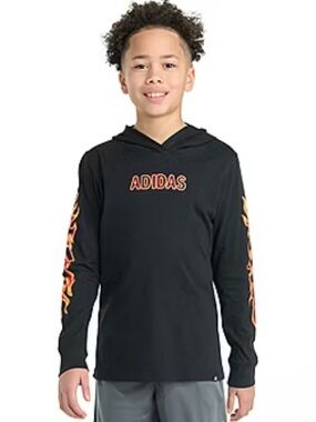 adidas Big Kid Boys Hooded Long Sleeve Regular Fit Graphic T-Shirt